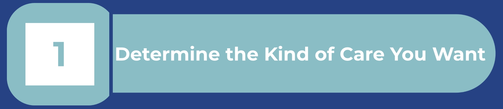 Blue graphic labeled ‘1’ with the text ‘Determine the Kind of Care You Want,’ showing the first step in finding licensed child care.